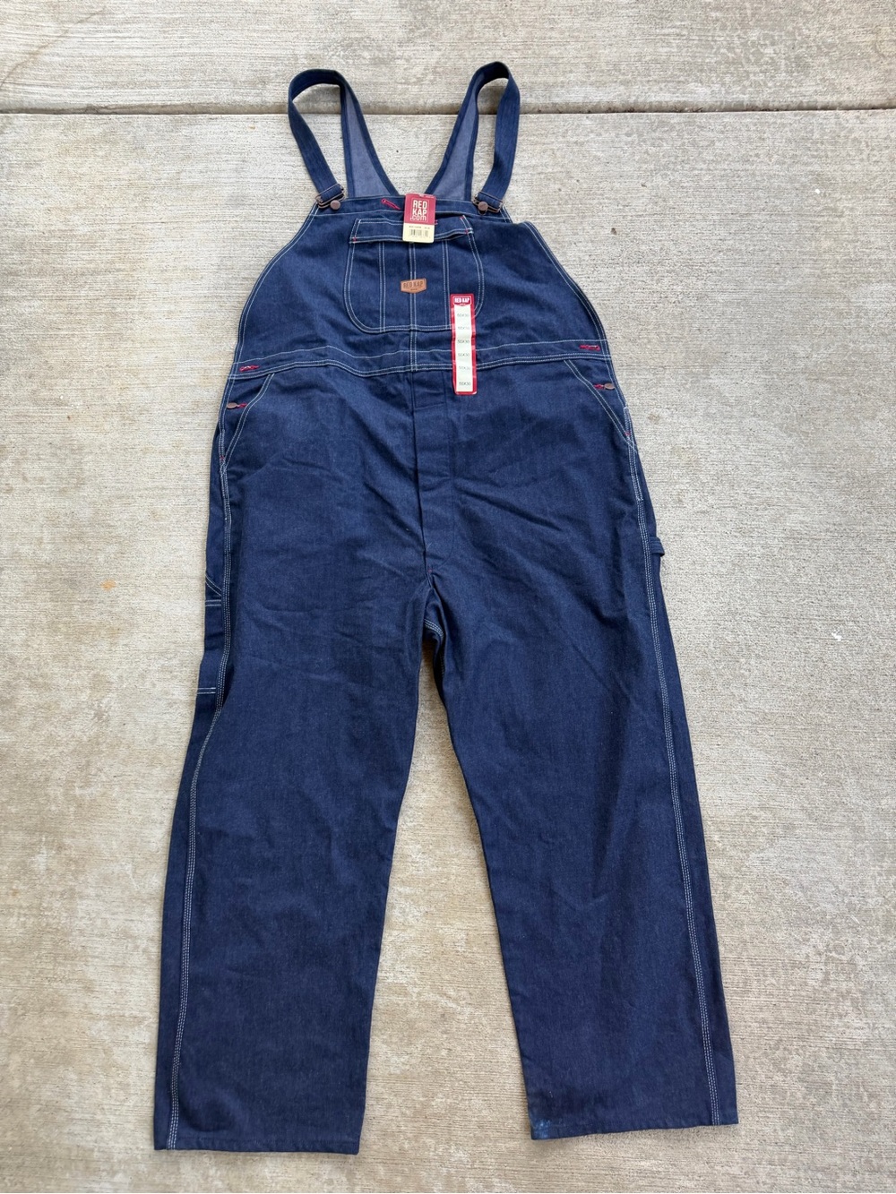 Red Kap Men's Denim Bib Overalls Dark Wash Size 50X30 100% Cotton Work Jeans NWT